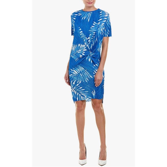 Catherine Malandrino Palm Micropleat Blue Dress - Picture 2 of 8